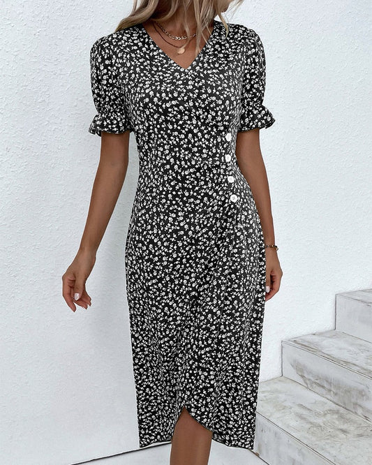 Women's Floral Wrap Midi Dress