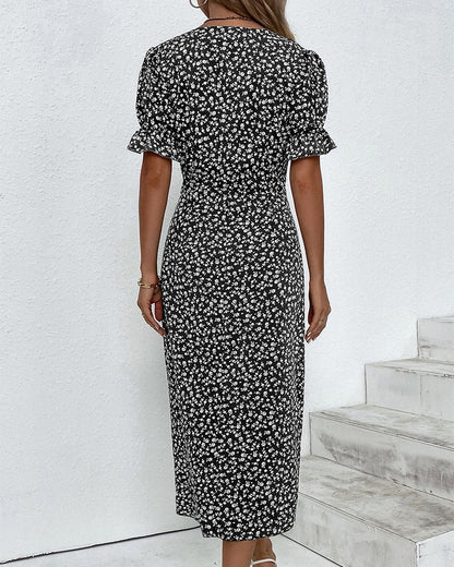 Women's Floral Wrap Midi Dress